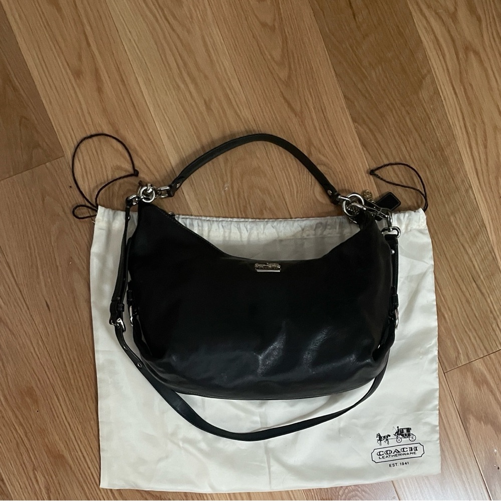 Coach Leather Hobo Bag with Silver Accents